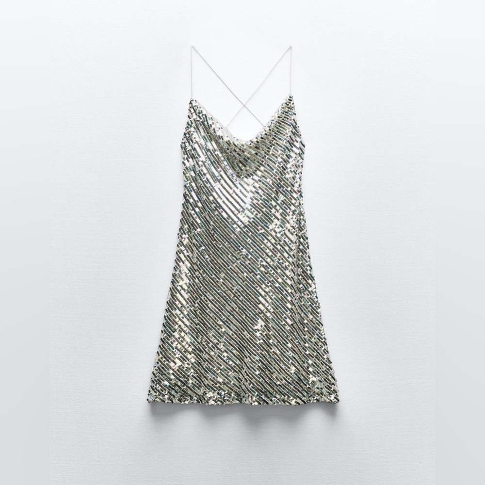 NWT ZARA MINI SEQUIN LINGERIE DRESS